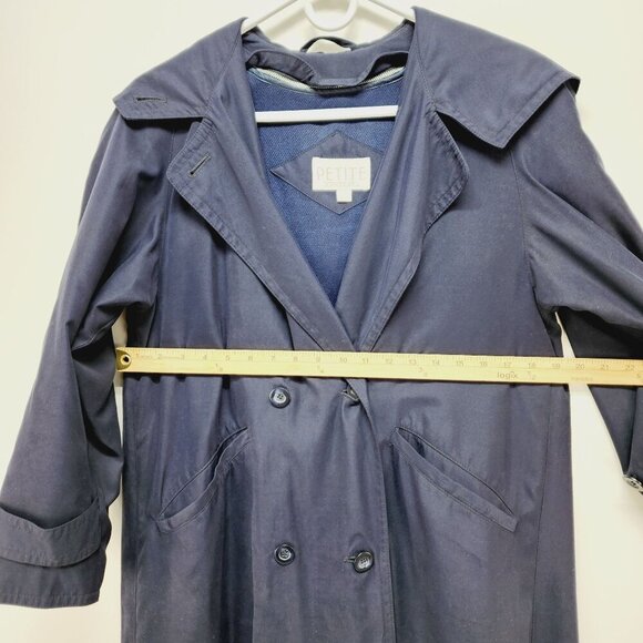 SOPHISTICATE PETITE  Navy Blue Thermal Double-Breasted Trench Coat Size 0 Womens - Picture 11 of 14